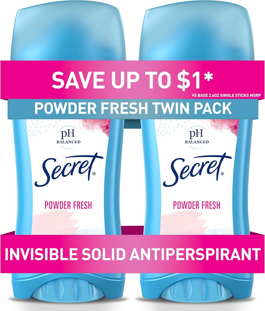 Secret Anti-Perspirant Deodorant Invisible Solid Powder Fresh Twin Pack 5.20 oz