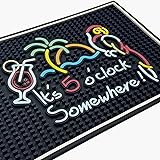 It's 5 O'Clock Somewhere Sign Rubber Bar Mats for