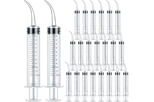 FOOSI 21Pack 12ml Syringe Without Needle - Plastic Syringes Separate Sterile Packaging Syringes with Scientific Labs Measurement, Measuring, Dispensing, Watering, Refilling (24 Pack 12ml)