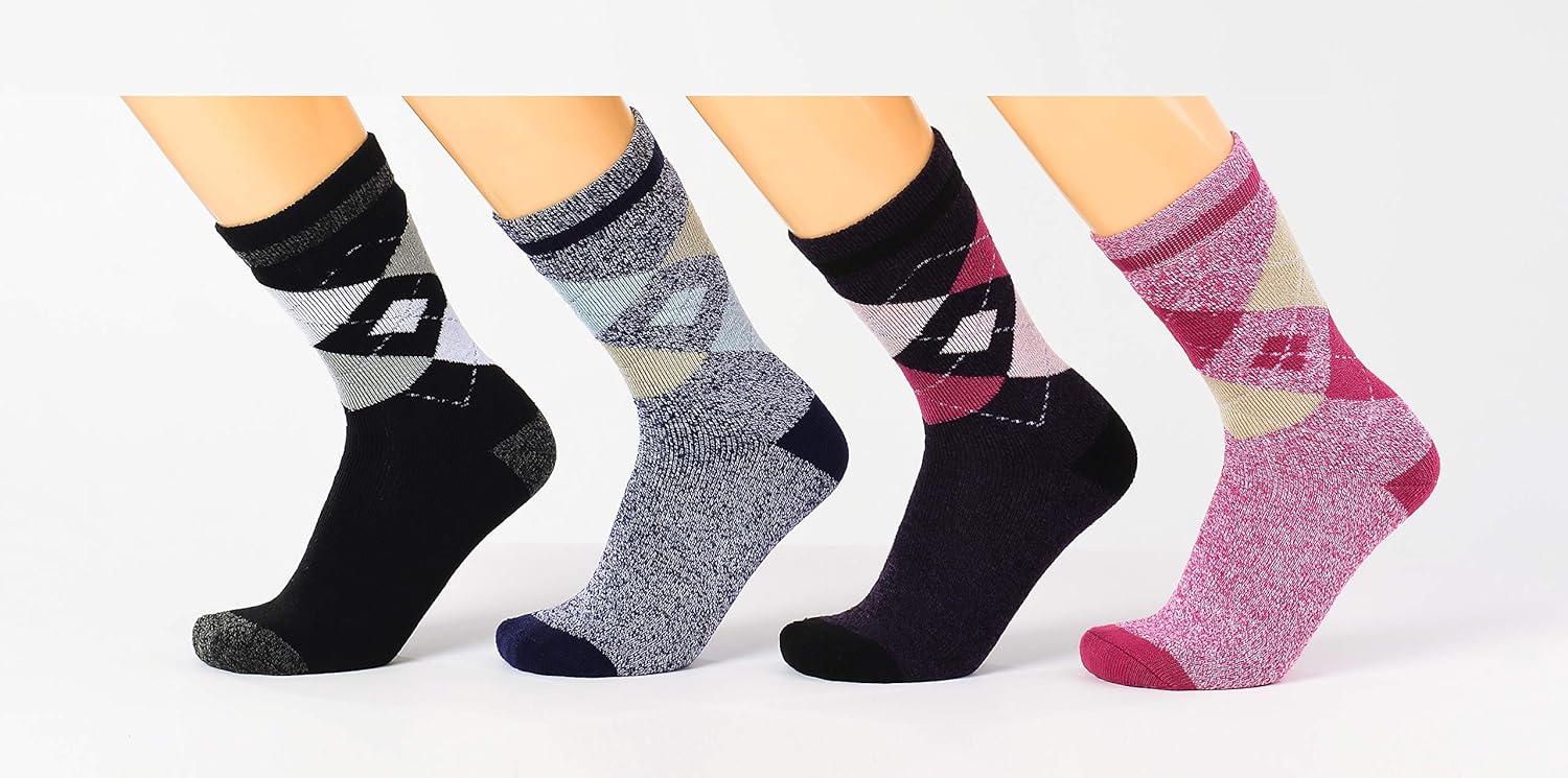 3 PAIRS OF LADIES LIGHTWEIGHT THERMAL INSULATED SOCKS, MULTIPATTERNED