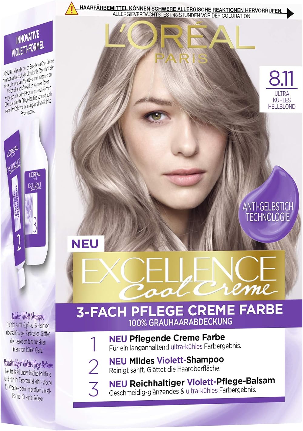 L'Oreal Paris Excellence Cool Creme 8.11 Ultra Light Blonde Permanent Hair
