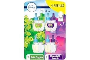 Febreze Plug In Air Freshener, Odor-Fighting Scented Oil Refill, Home and Bathroom and Kitchen, Long Lasting for Strong Odors