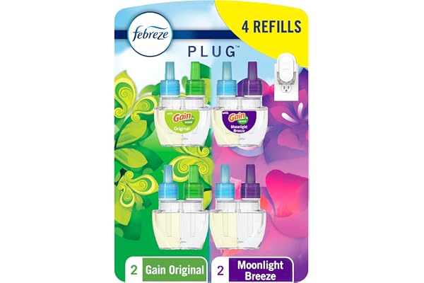 Febreze Plug In Air Freshener, Odor-Fighting Scented Oil Refill, Home and Bathroom and Kitchen, Long Lasting for Strong Odors