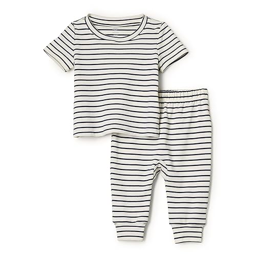 Amazon Essentials x Sofia Grainge Unisex Babies' Pant & Top Set, Navy Tapered Stripe, 6-9 Months