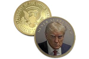 Aizics Mint Donald Trump Never Surrender Coin 2024 with Certificate of Authenticity, President Coin, Trump Coin Collectors, Trump Mugshot, 38mm x 2mm