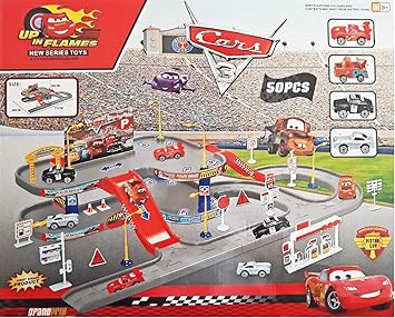 Amitasha Unbreakable Car Parking Garage Ramp Toys Set for Kids - Pack of 50 Cars