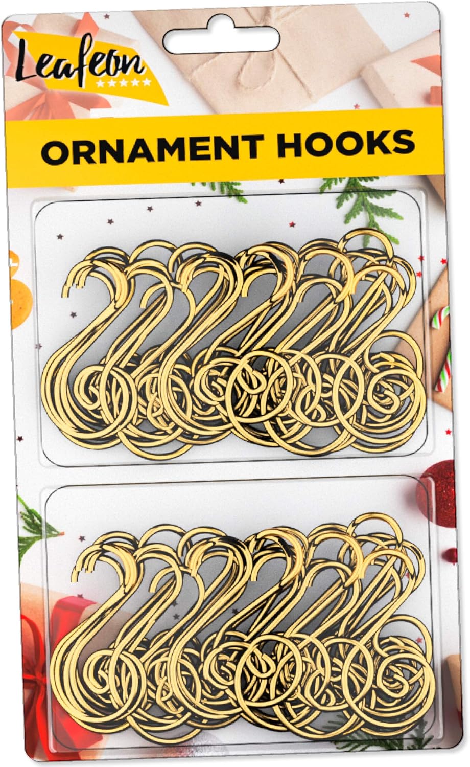 Ornament Hooks - 50 Pack S-Shaped Christmas Ornament Hooks for Christmas Tree Decoration – The Best Holiday S-Shaped Xmas Ornament Hangers (Gold)