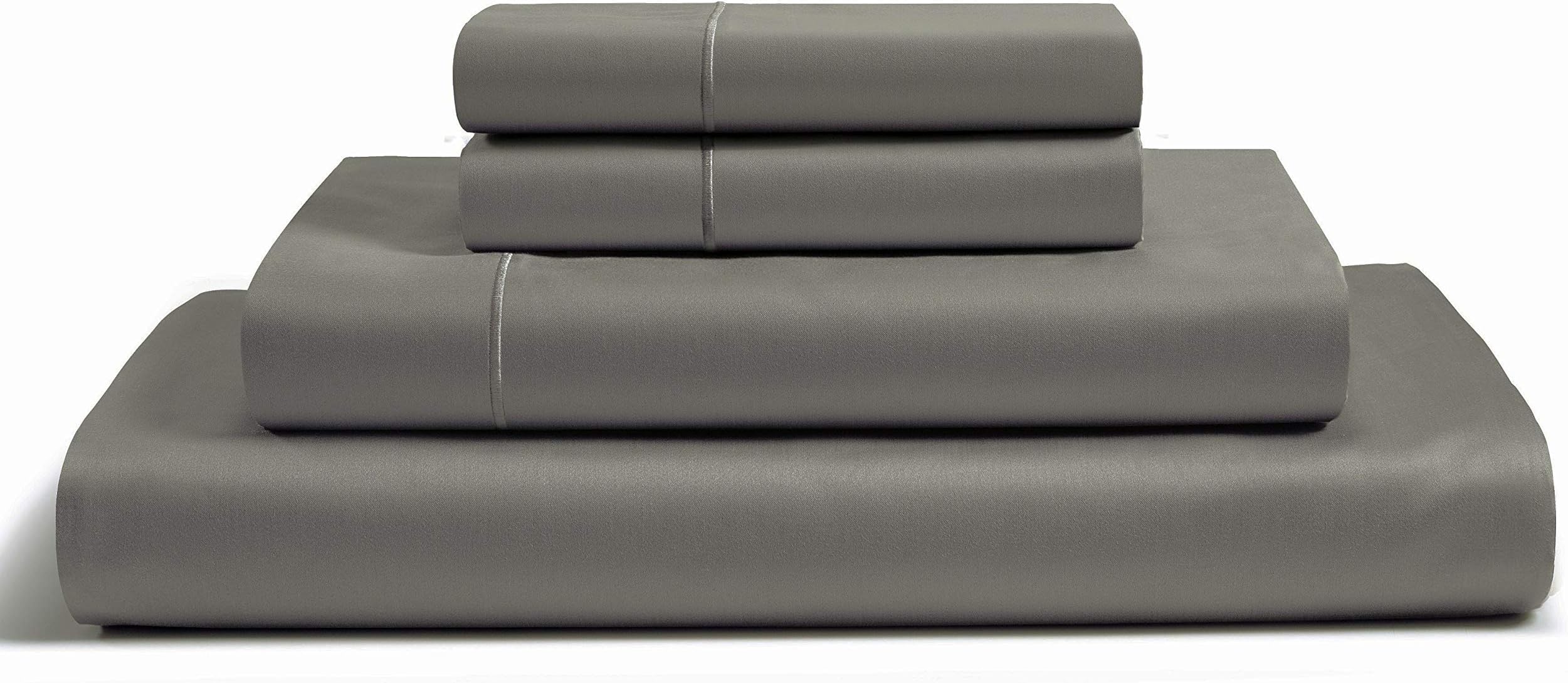 Bedding Sheets & Pillowcases, 100% Egyptian Cotton Sheets Calking Size, 800 Thread Count Dark Grey Sheet Set, Solid Sateen Weave, 16" Deep Pocket (Fits Upto 18" Mattress), Cotton Bed Sheets - Charcoal