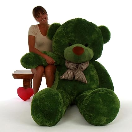 Buttercup Teddy Bear with Neck Bow Stuffed Animal Plush Toy for Girlfriend / Children / Wife / Friends - (3 Feet, Dark Green)