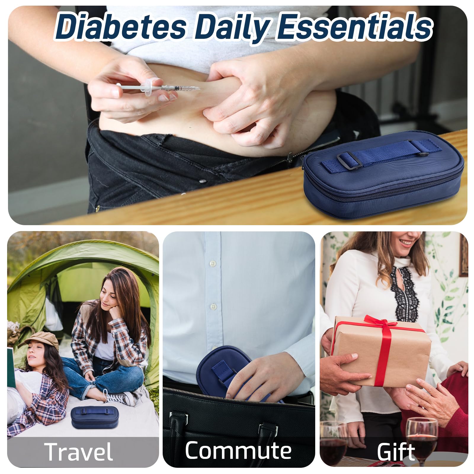 Cruxer Insulin Vial Cooler Travel Case,Diabetes Carrying Insulated Bag for Supplies Keep Medicine Cool,Diabetic Small Bottle Protector Kit for Storage,Portable Mini Pack with Protective Ice Brick