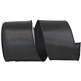 Reliant Ribbon 92575W-031-40F Satin Value Wired Edge Ribbon, 2-1/2 Inch X 10 Yards, Black