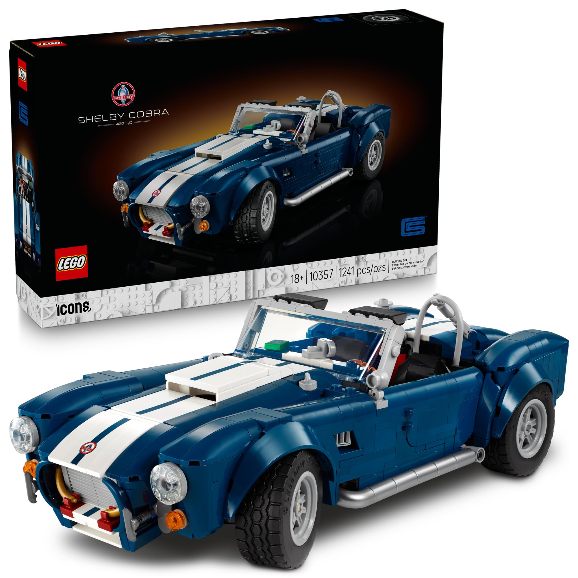 Photo 1 of LEGO Icons Shelby Cobra 427 S/C Car Building Set for Adults - Bedroom, Office, or Book Shelf Decor for Sports Car Fans, Ages 18+ - Gift Idea for Birthdays - 10357