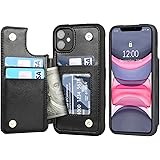 Arae Case for iPhone 11 PU Leather Wallet Case with Card Pockets Back Flip Cover for iPhone 11 6.1 inch 2019 (Black)