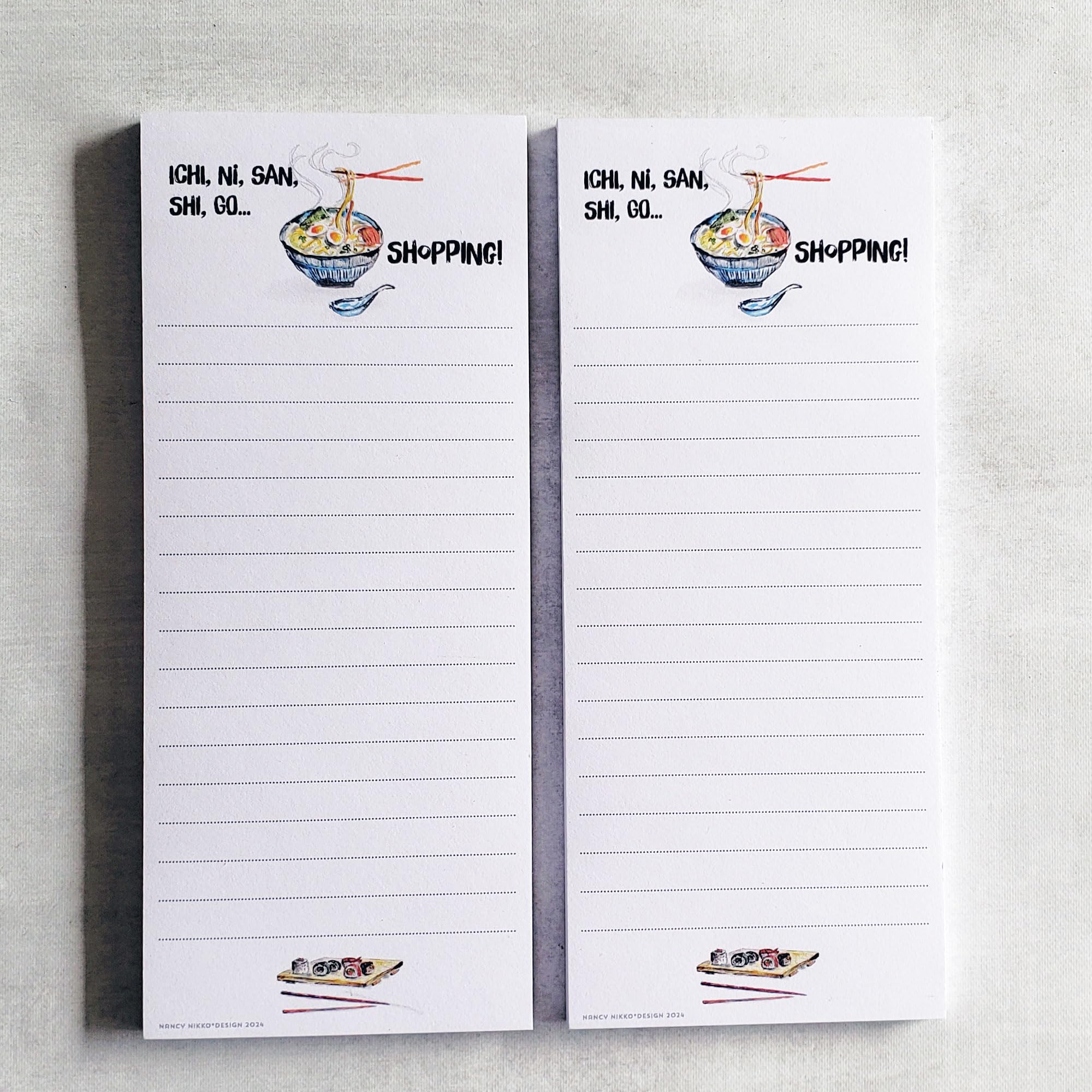 JAPANESE THEMED SHOPPING LIST Refrigerator Notepads - Set of 2 Pads - MADE IN THE USA