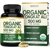 Organic Tongkat Ali for Men (500mg Per Serving, 60 Capsules) Longjack Root Extract Powder for Men &amp; Women - Premium Tongkat Ali Supplement - Support Energy, Muscle Mass &amp; Performance - Vegan &amp; NON GMO