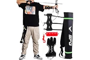 FENJANER 4Pcs Archery Accessories Set - Leather Archery Arm Guard | 3-Finger Archery Gloves | Back Arrow Quiver | Arrow Puller Target Remover - Complete Archery Protective Gear Bundle