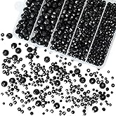 Laopottbeads 800Pcs 4/6/8/10mm Round Crystal Glass Beads for DIY Jewelry, Ideal for Bracelets, Necklaces, Pendants, and Handmade Craft Projects(Black)