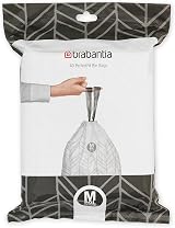 Brabantia PerfectFit Bin Liner M 60 L White 40 Bags Tie Tape Thick Plastic