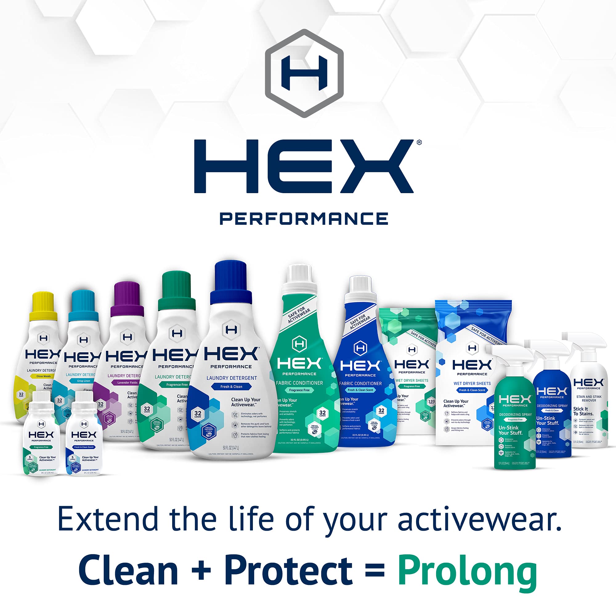 HEX Performance Laundry Detergent, Fresh & Clean, 64 Loads (Pack of 2) - Designed for Activewear, Eco-Friendly, Concentrated Formula