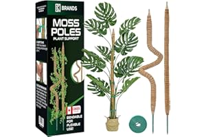 K-Brands 2 Pack 28 Inches Bendable Moss Pole Monstera Plant Support for Climbing Indoor Plants - Stakes for Potted Climbers -
