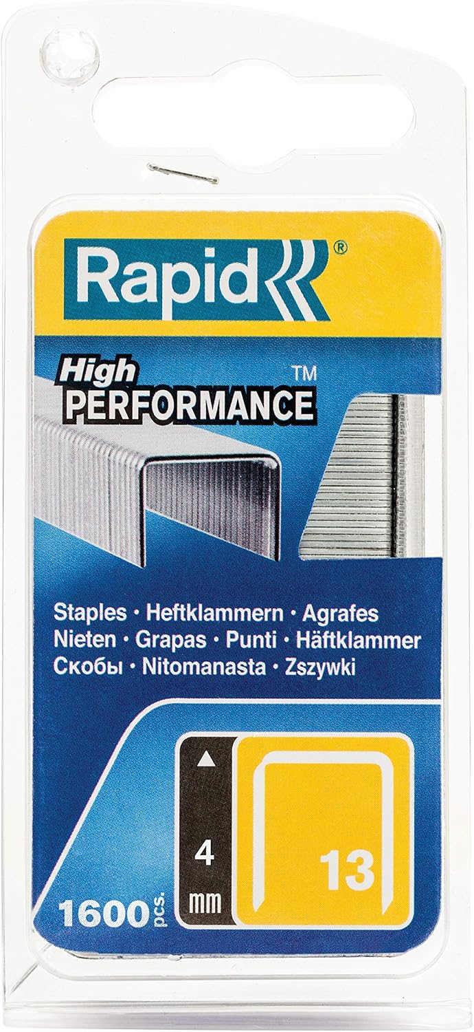 Rapid High-Performance Staples for Textiles Finewire No. 13, Leg Length 4mm, Staple Gun Staples, Galvanised Steel