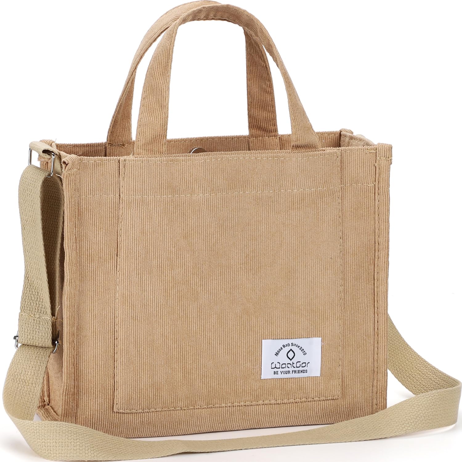 Photo 1 of WantGor Tote Bag for Women, Corduroy Crossbody Bags Shoulder Handbag Small Satchel Hobo Bag Purse (Khaki, Small)