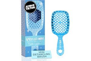 FHI Heat UNbrush Mini Detangler Brush for Pain-Free Brushing on All Wet or Dry Hair Types — Durable Duoflex Anti-Static Bristles, Lightweight Handle, Vented Mini Hair Brush