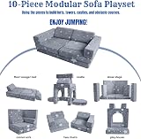 MeMoreCool Kids Play Sofa Bed 10-Piece Modular Foam Couch Glow Stars view 4