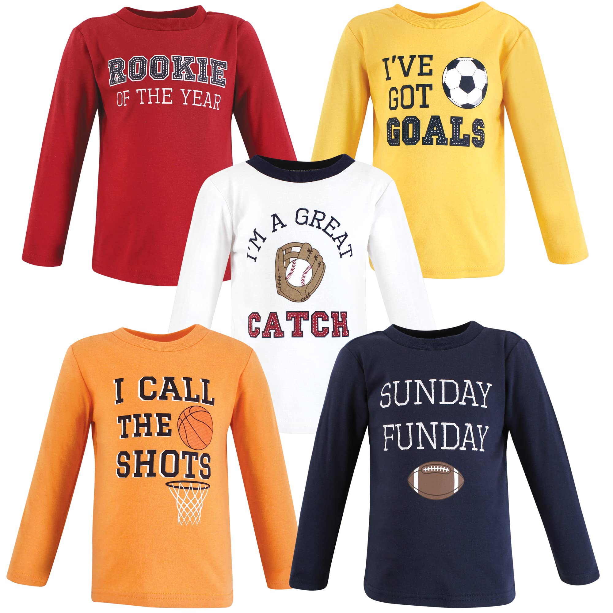 Hudson Baby Unisex T-shirts Long Sleeve Sports, 4 Toddler, Sports, 4T US