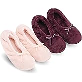 Keyela Women's Memory Foam House Fluffy Ballerina Slippers Ballet Shoes Fuzzy Cute Faux Fur Closed Toe Slip On Indoor Slippers