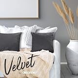 Deconovo Velvet Cushion Covers 40x40 cm Dark Grey Set of 2 with Invisible Zipper view 3