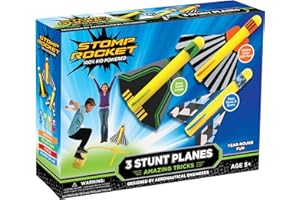 The Original Stomp Rocket Stunt Planes Launcher - 3 Foam Planes and Toy Air Rocket Launcher - Outdoor Rocket STEM Gifts for B