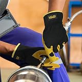 HANDLANDY Leather Gardening Gloves Large Dexterity Breathable Back view 5