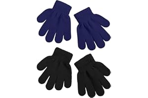 Cooraby 2 Pairs Kid's Thick Magic Gloves Toddler Winter Stretchy Warm Full Fingers Gloves Mittens