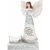 Pavilion Gift Company - Even After They're Gone, Their Light Remains - 6.75" Angel Figurine Tealight Candle Holder Religious Memorial Bereavement in Memory Loss of Loved One Gift Funeral Present