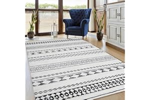 Garvee 4x6 Rug Washable Boho Area Rug Modern Geometric Line Rugs Non Slip Non Shedding Floor Carpet Low Pile Soft Rugs for Di