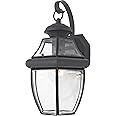 Quoizel Newbury Outdoor Wall Lantern, 14 Inch 1-Light Mystic Black Wall Sconce, French Country Exterior Wall Lantern Fixture,