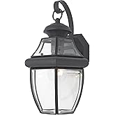 Quoizel Newbury Outdoor Wall Lantern, 14 Inch 1-Light Mystic Black Wall Sconce, French Country Exterior Wall Lantern Fixture,