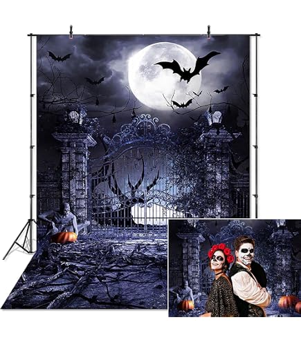 Halloween Fotohintergrund | 6x9 Ft Nahtloser PVC-Stoff | Bedruckt, Wasserfest | Für Studio & Partys