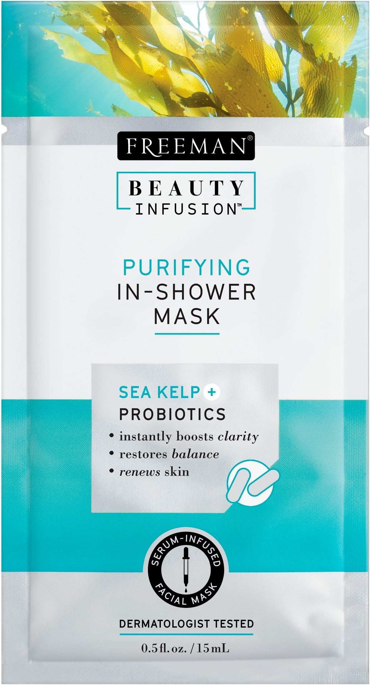 Beauty Infusion Purifying In-Shower Sea Kelp and Probiotics Sachet Gel Mask and Scrub