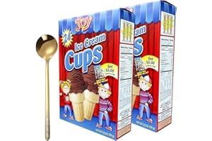 WESTLAKE ART Joy Cone Ice Cream Cup, 3.5 Ounces, Bundle With Golden Ss Spoon, Ice Cream Cones 24 Pack, Perfect For Parties & Picnics, Resealable Lids, No Artificial Ingredients [Pack Of 2]