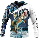 Personalized Marlin Fishing Hoodie for Men – Custom Name 3D Deep Sea Fishing Sweatshirt, Ocean Angler Apparel for Men & Boys