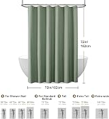 Shower Curtain Linen Look with Metal Hooks 182 x 182 cm Green view 6
