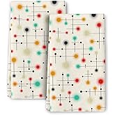 Wovoto Mid Century Modern Kitchen Towels Decoratice Set, Absorbent Retro Dish Towels for Kitchen Clearance, Hand Towels Tea Towels for Kitchen Bathroom Bar Decor, Housewarming Gifts for Women