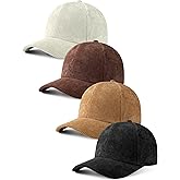 Vicenpal 4 Pcs Unisex Corduroy Baseball Cap Trucker Cap Corduroy Hat with Adjustable Straps for Outdoor Travel