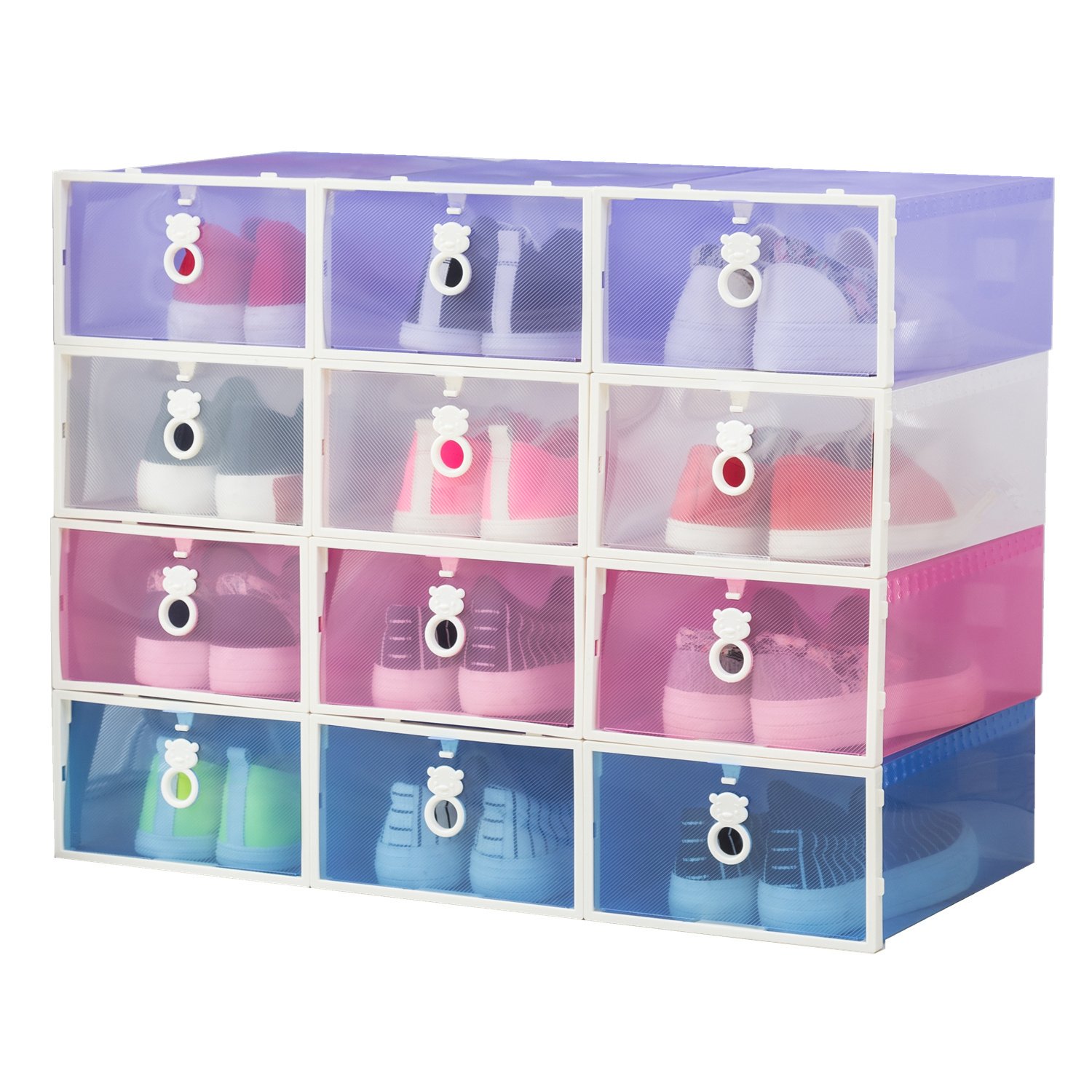 Smilun Clear Stacking Closet Storage Box Clear Foldable Plastic