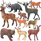 Forest Animals Figurines Toys, 10PCS Realistic Plastic Wild Woodland Animals Figures Playset, Cake Toppers Birthday Gift for Kids Children Toddlers