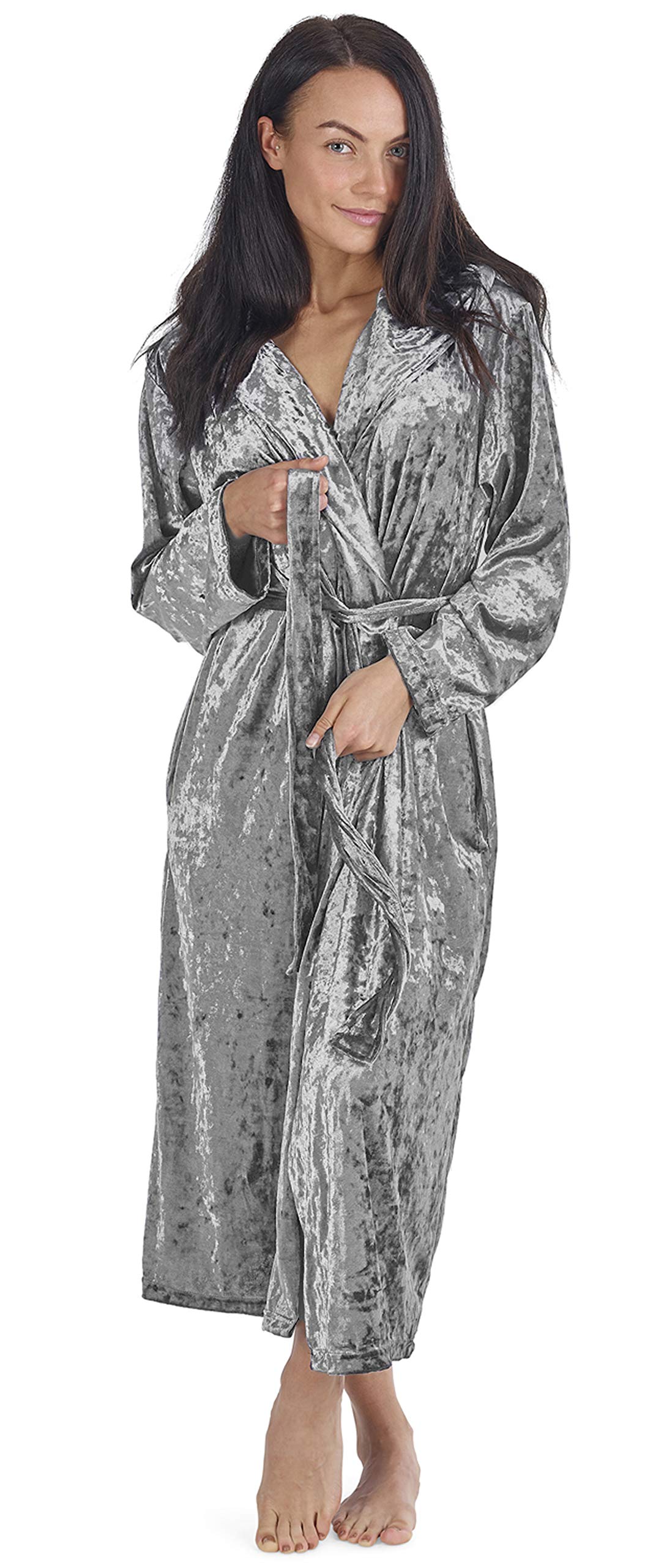 Luxurious Hooded Dressing Gown For Women Crushed Velvet Long Housecoat |  Desertcart INDIA