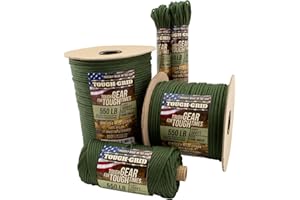 TOUGH-GRID Paracord Rope 550 lbs Nylon Parachute Cord, Made in USA Survival Kit, Outdoor Adventures, Camping, Tactical Gear & Emergency Supplies, Military Type III Mil-Spec
