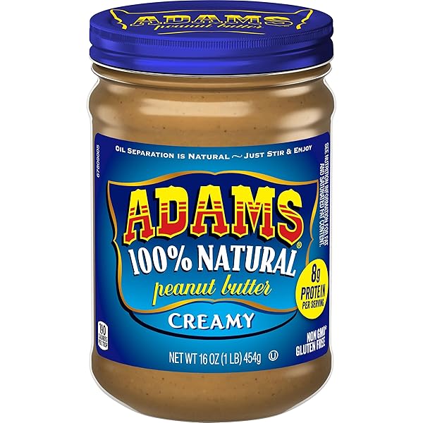 ADAMS NATURAL CREAMY PEANUT BUTTER, 16 OZ. JAR